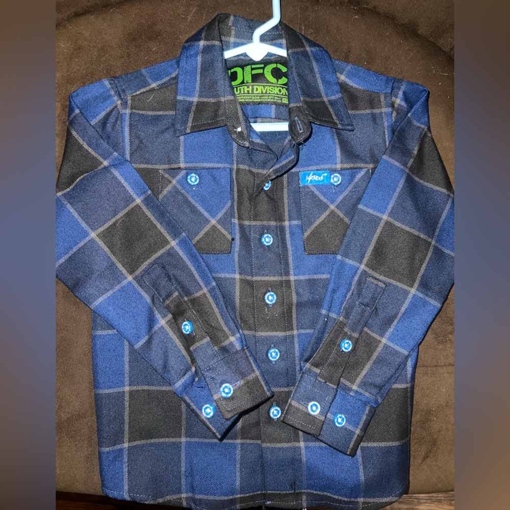 DIXXON Blue and Black Plaid Kids Button Down Shirt
